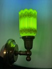 Restored Antique Vtg Art Deco Wall Sconce Uranium Glass Custard Vaseline Ug Glow