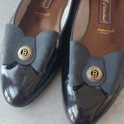 Vtg Bally Of Switzerland Black Patent Leather Shoes Flats With Bow Academia