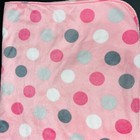 Kidgets Pink Baby Blanket Gray White Large Polka Dots Circles Sherpa Lovey