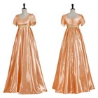 Womens Square Neck Ruffle Sleeve Long Dress Satin Victorian Prom Dress Prom Gown