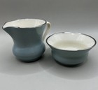 Lenox China Sugar   Creamer Light Blue   Cream Platinum Trim 3489 Euc