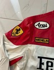Ferrari Racing Jacket Mens Medium Red White Biker Leather Coat Vintage