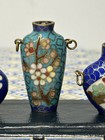 3 Vintage Miniature Chinese Cloisonn   Vases Lotus   Cherry Blossom 1 25 -1 5 