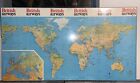 Vintage Colour 1975 British Airways Large World Wall Map Poster 57   x31    Board
