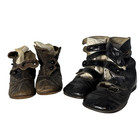 2 Pairs Antique Victorian Toddler Leather High Top Button Shoes  Cobbler Made