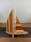 Handmade Wooden Sailboat Mcm 9 w X 15 h Vintage Nautical Decor