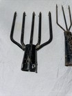 Vintage 5 Tined Iron Fishing Spear   Ice Fishing 3 Frog Gigs Set Of 4 Shelf9