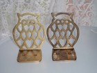 Vintage Solid Brass Owl Bookends Mid Century 1941-1969 Approx 3 x3 x4  Patina