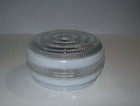 Vintage Art Deco White   Clear Glass Ceiling Light Fixture Shade  5-3 4  Fitter