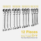 12pc 8-19mm Metric Flexible Head Ratcheting Wrench Combination Spanner Tool Set