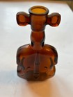 Violin   Cello Shaped Amber Glass Bottle 8 Inches  Number 4 Vintage Bottle
