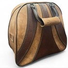 Vintage Brunswick Windjammer Leather Bowling Bag Brown Tan Zip Carry Handle