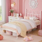 Twin Bed Frames With Headboard  Elegant Metal Bed Frame For Girls  Modern Twi   