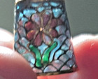 Vintage Glass Cloisonn   Enamel Sewing Thimble Floral Sewing Plique-  -jour Japan
