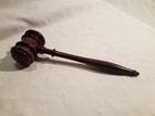 Vintage Solid Wooden Gavel  Mallet 3x2x10  Long Hand Turned Dark Brown Wood