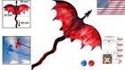Fiery Dragon Kite 54      Durable Fiberglass Frame  200lb Line Strength