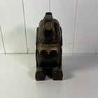 Vintage Hand Carved Wooden Elephant W Cooper   Brass Metal Decorations