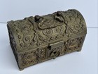 Antique German Metal Box Bronze Brass Signed Hallmarked Heavy Casket Jewlery Art