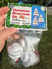 Holiday Industries Christmas Tree Makes 3 White Vtg Sequin Bead Ornament Kit Vtg