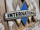 Vintage International Porcelain Sign Highway Tractor Trailer Gas Diesel Truck Co