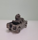 Vintage Merlin Pewter Hedgehog Driving Landrover Defender - Animal Figurine Hog2