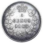 1886 Canada 5 Cents Coin - Km  2 -  925 Silver - Queen Victoria