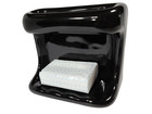 Vintage Black Ceramic Tile Soap Dish Tray Washcloth Holder Shower Cloth Bar Rack