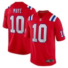  10 Men s Drake Maye Red Player Game Jersey - Fully Stitched
