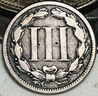 1865 Three Cent Nickel Piece 3c Circulated Civil War Date Us Type Coin Cc28966