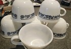 Vintage Pyrex Corning Old Town Blue Onion Milk Glass Coffee Tea Cup Mug Set Of 6