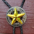 Star Texas State Silver   Gold Rodeo Western Cowboy Bolotie Western Bolo Tie
