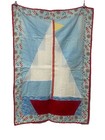 Vintage Quilt  Nautical Sailboats Baby Toddler Crib Quilt 31  X 54 