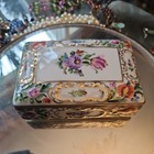 Antique Empress Dresden Flowers  Porcelain Trinket Box