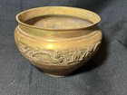 Antique Old Cast Metal Brass Or Bronze Chinese Alsin Bowl Vase Phoenix Birds Art