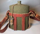 Vtg British Ww1 Ww2 1903 Cavalry Pattern Water Bottle Canteen   Leather Carrier
