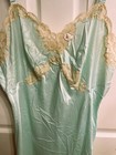 Vtg Wonder Maid Mint Green Nylon Satin Full Slip Lace Bodice Size 42 Shiny Nwt