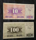 Bosnia Herzegovina 10  100 Dinara Lot Of 2 World Paper Money Banknotes  Foreign