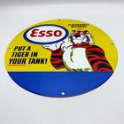 Vintage Esso Gasoline Service Station Motor Oil Pump Plate Porcelain Sign