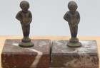 Vtg Pair Bruxelles Brussels Bronze Boy Figurine Statue Manneken Pis Marble Stand
