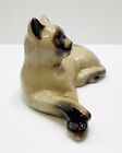 Siamese Laying Kitty Cat Ceramic Porcelain 7    Vintage Figurine Blue Eyes Brazil