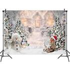 Winter Christmas Snowman Pine Tree Snowflake White Photography Background 