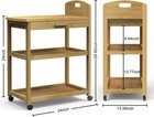 Purbambo Bamboo Kitchen Storage Rolling Cart  3 Tier