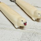 Vtg Carved Eskimo Polar Bear Inuit Figure Sculpture Fork Knife Juneau Alaska