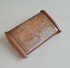 Vintage Engraved Wooden  Roll Top Trinket Box