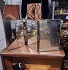 Rare 1960s Tri Fold Vanity Mirror Gold Mcm Floral Elegant Bridgerton