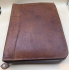 Day Timer Planner Brown Camel Tan Genuine Leather Organizer Binder Zip 7 Ring