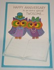 Unused Vintage Anniversary Card  Owls On A Book  Hallmark 6 1 4 
