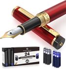 Medium Nib Fountain Calligraphy Pen  12 Black   12 Blue With Ink Refill -red