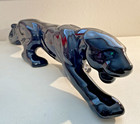 Mcm Black Panther Statue High Gloss Reclining Wild Cat Figure 24    Long 5  Tall