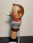 Vintage German Figural Bottle Pourer Cork     Folk Art Carved Head     Excellent